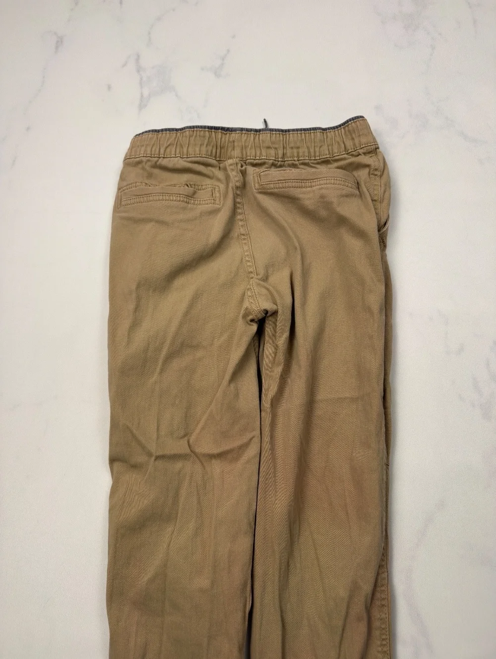 Plugg Tan Casual Cargo Pants Drawstring Waist Elastic Cuffs - Boys M